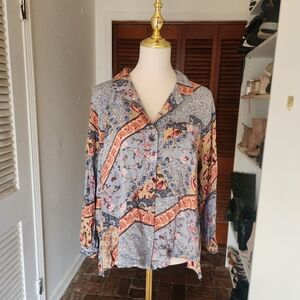 Christian Siriano Multicolor Patchwork Button Down Shirt